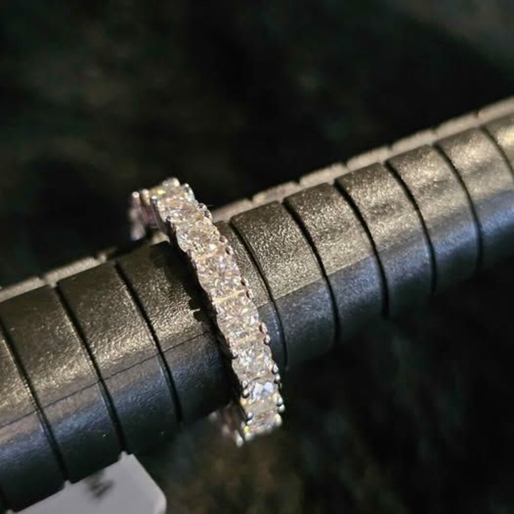 1.92CTW VVSD Moissanite Eternity band in .925 sterling silver. Size 5